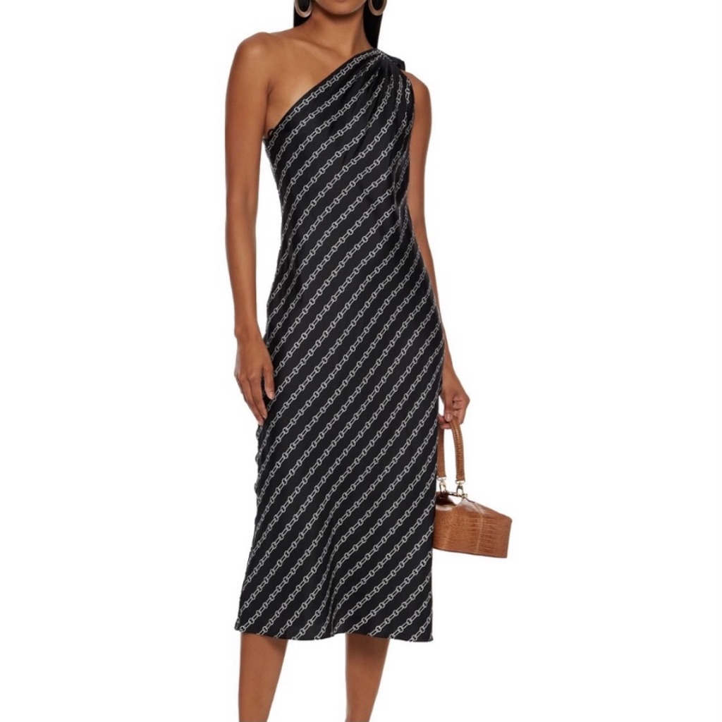 Nwt Theory One-Shoulder Black Silk Dress
